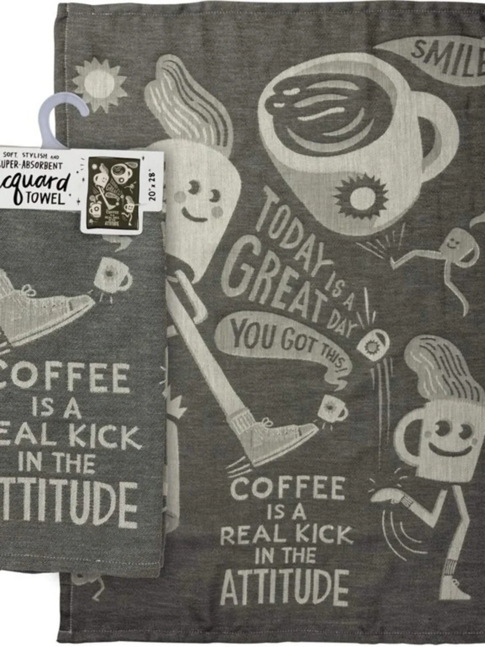 Primitives by Kathy Gray Jacquard 'Coffee Is A Real Kick In The Attitude' Towel